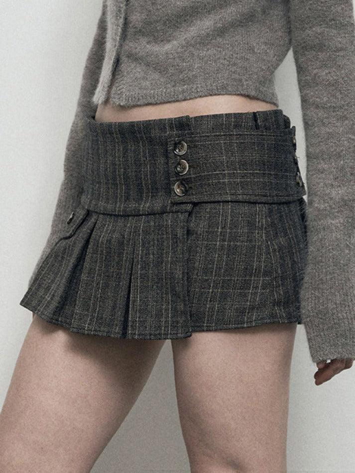 Irregular Hem Slimming Multiple Buttons Mini Skirt