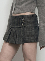 Irregular Hem Slimming Multiple Buttons Mini Skirt