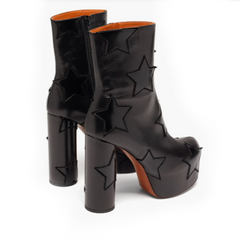 Black Stars Retro Style Platform Boots
