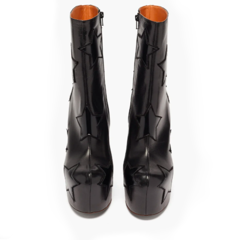 Black Stars Retro Style Platform Boots