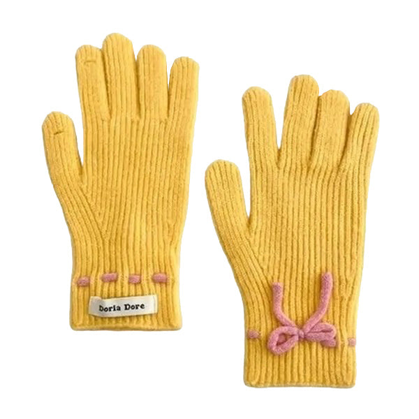 Soft Girl Bow Knit Gloves