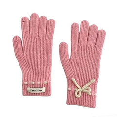 Soft Girl Bow Knit Gloves