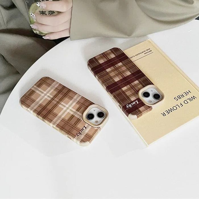 Brown Grid IPhone Case