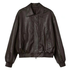 Grunge Sleaze Leather Bomber Jacket