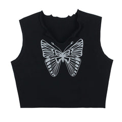 Downtown Girl Butterfly Crop Tee