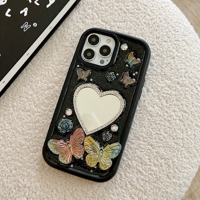 Flower Butterfly Mirror iPhone Case