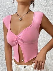 Basic Skinny Folds Sexy Crop Top