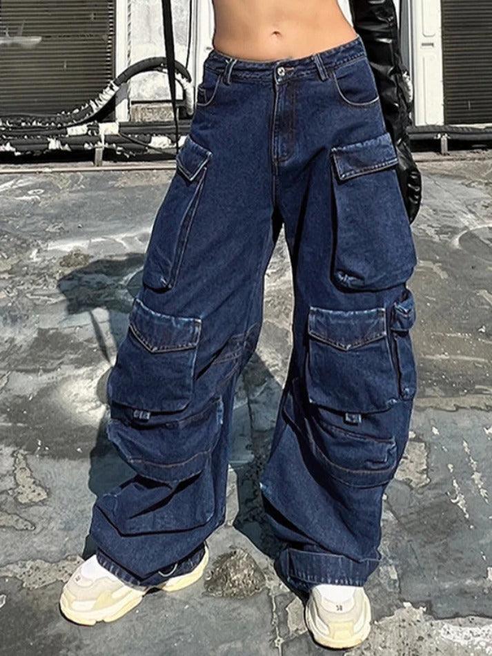 Washed Multi Pocket Cargo Jeans