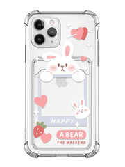 Card Holder Detail Cartoon Pattern Clear Iphone Case