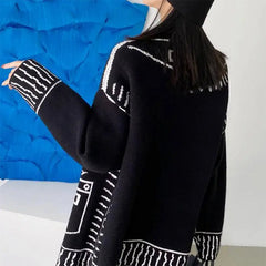 2D Cartoon Outline Knitted Cardigan