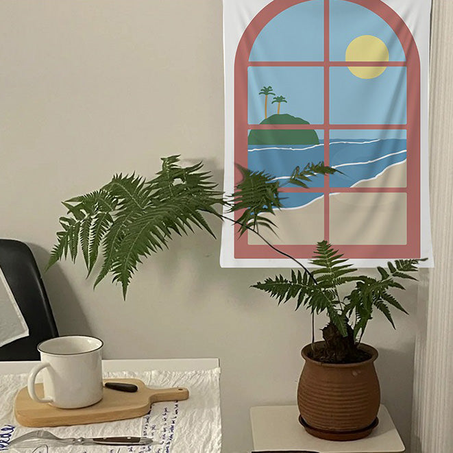 Cartoon Window Indie Wall Tapestry