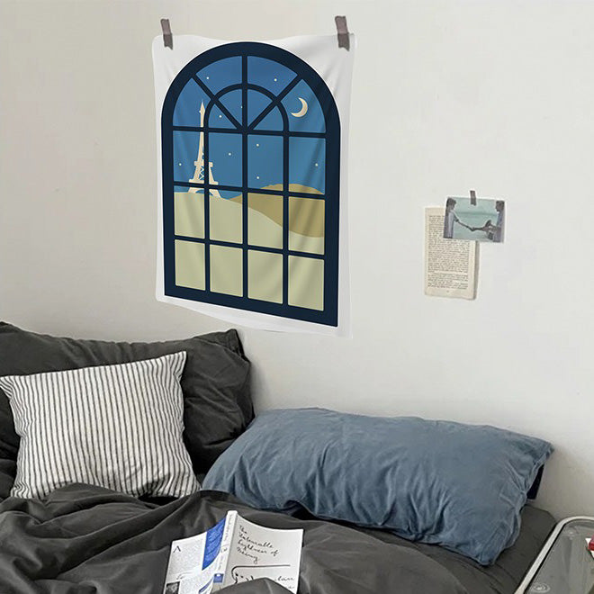 Cartoon Window Indie Wall Tapestry