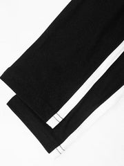 Square Neck Contrast Color Piping Design Long Sleeve Tee