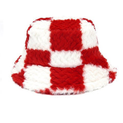 Checkered Fuzzy Bucket Hat