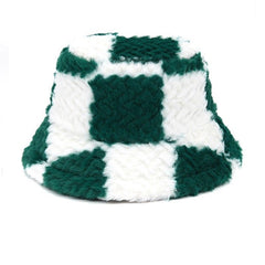 Checkered Fuzzy Bucket Hat