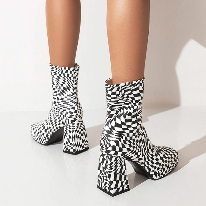 Checkered Platform Boots