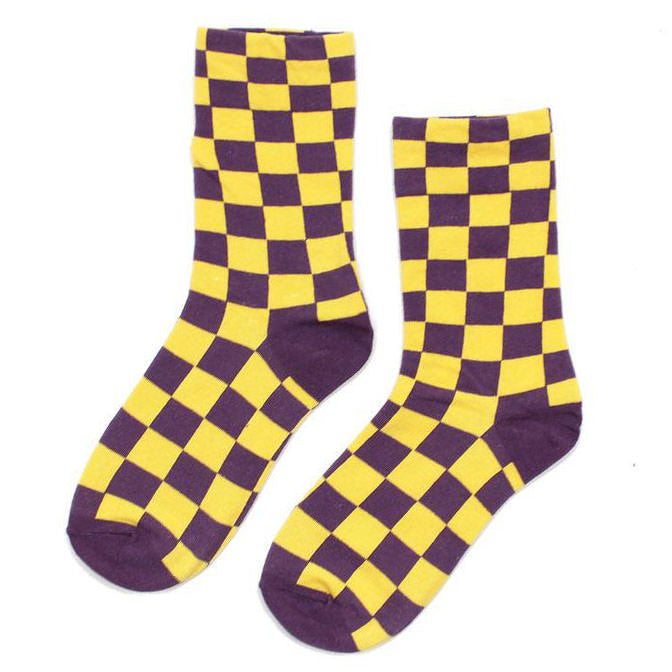 Indie Aesthetic Checker Socks