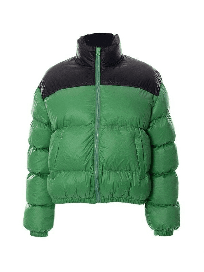 Color Block Zip Up Puffer Jacket