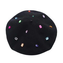 Colorful Rhinestone Beret Hat