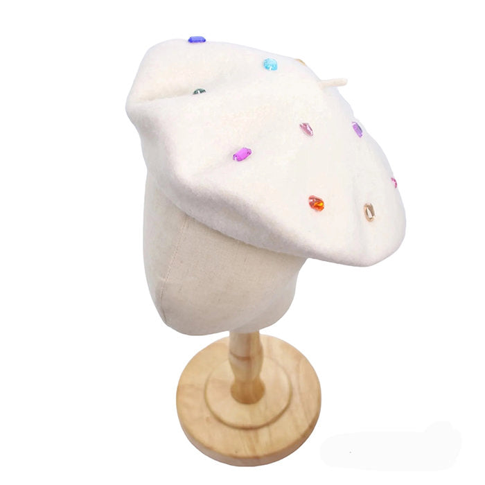 Colorful Rhinestone Beret Hat