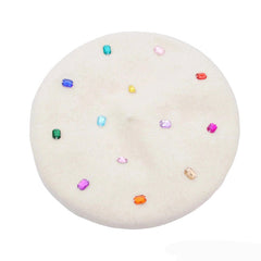 Colorful Rhinestone Beret Hat