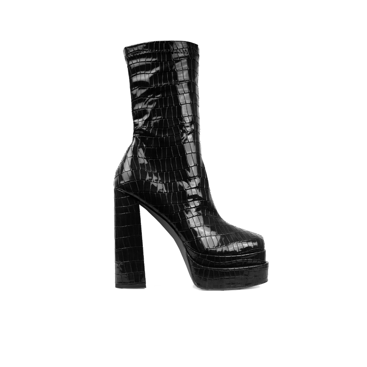 Croc Black Double Platform Ankle Boots