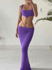 Crochet Knit Skirt Set