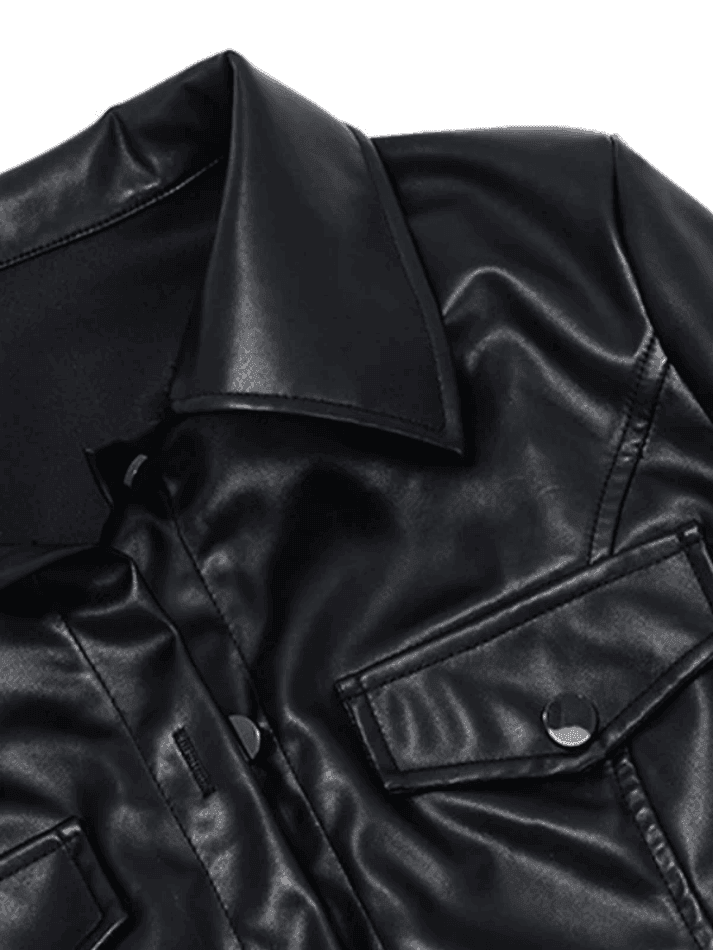 Cropped Black Faux Leather Biker Jacket