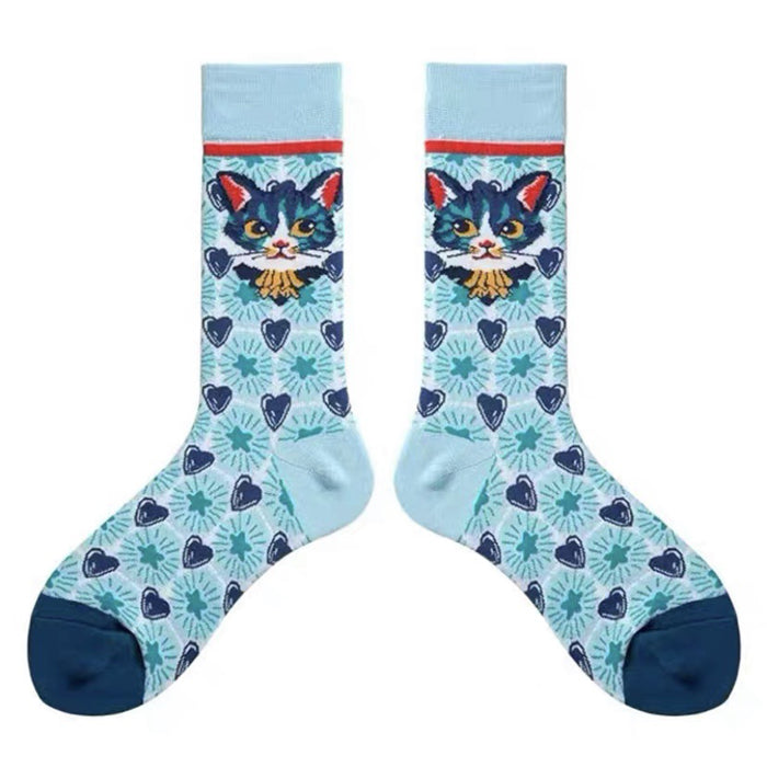 Preppy Cat Print Socks