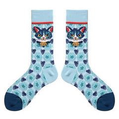 Preppy Cat Print Socks