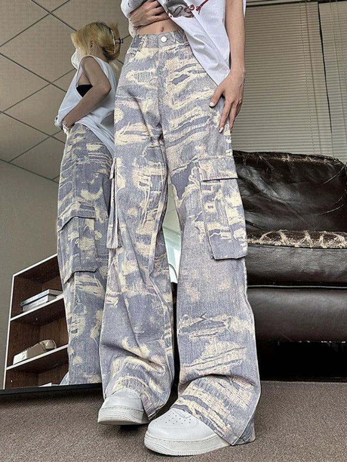 Street Wash Camo Multi Pocket Cargo Jeans