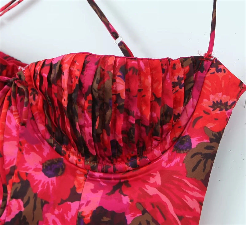 Pink Floral Strapy Mini Dress
