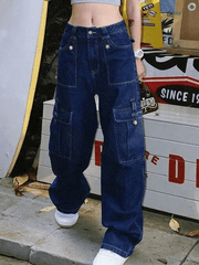 Dark Wash Vintage Cargo Jeans