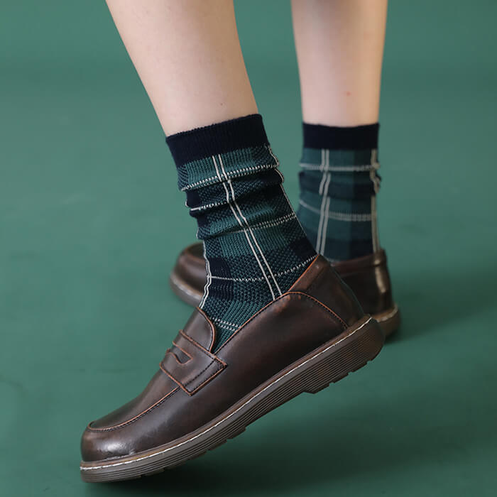 Dark Academia Plaid Socks