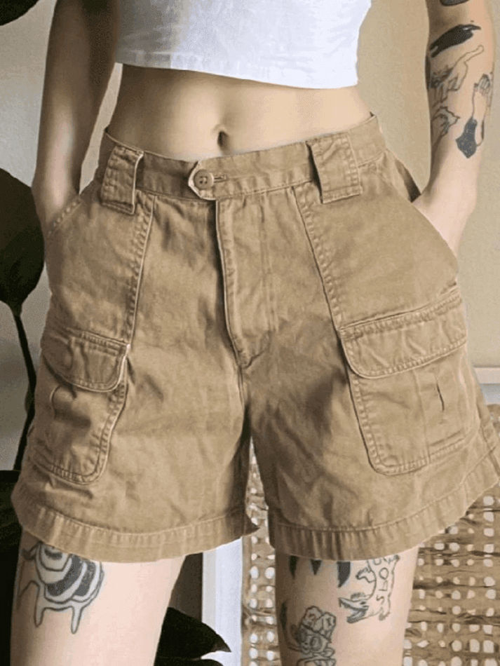 Denim Straight Leg Cargo Shorts