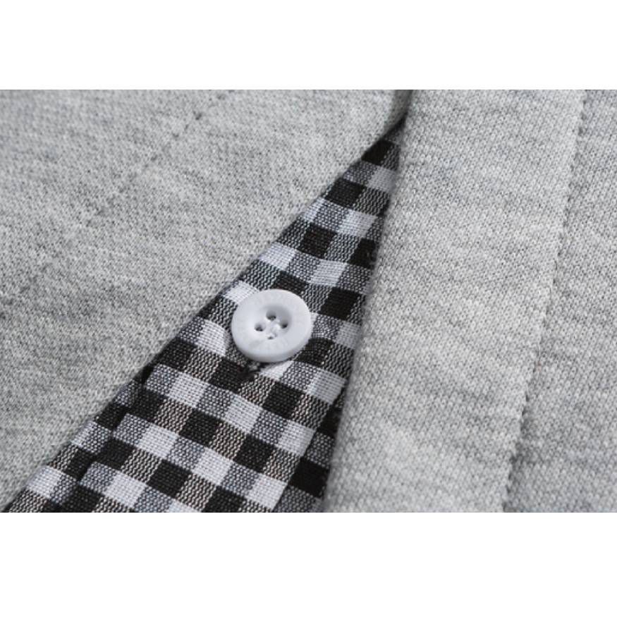 Faux Layered Checkered Collared Sweatshirt