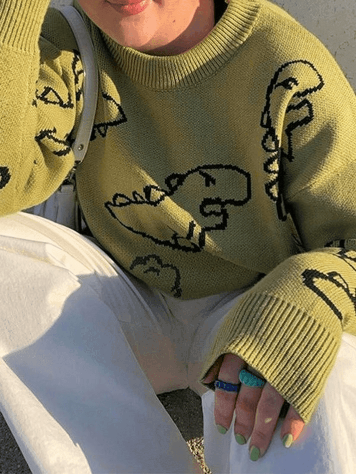 Dinosaur Crew Knit Sweater