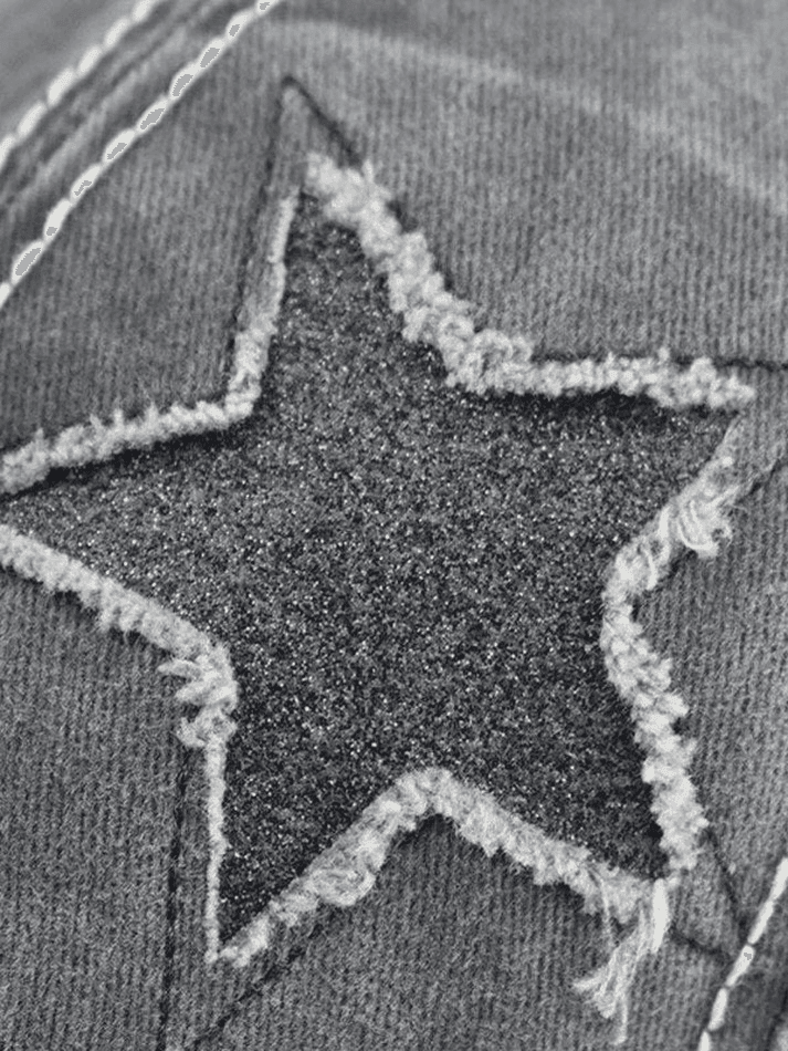 Distressed Wash Sequin Star Baseball Cap