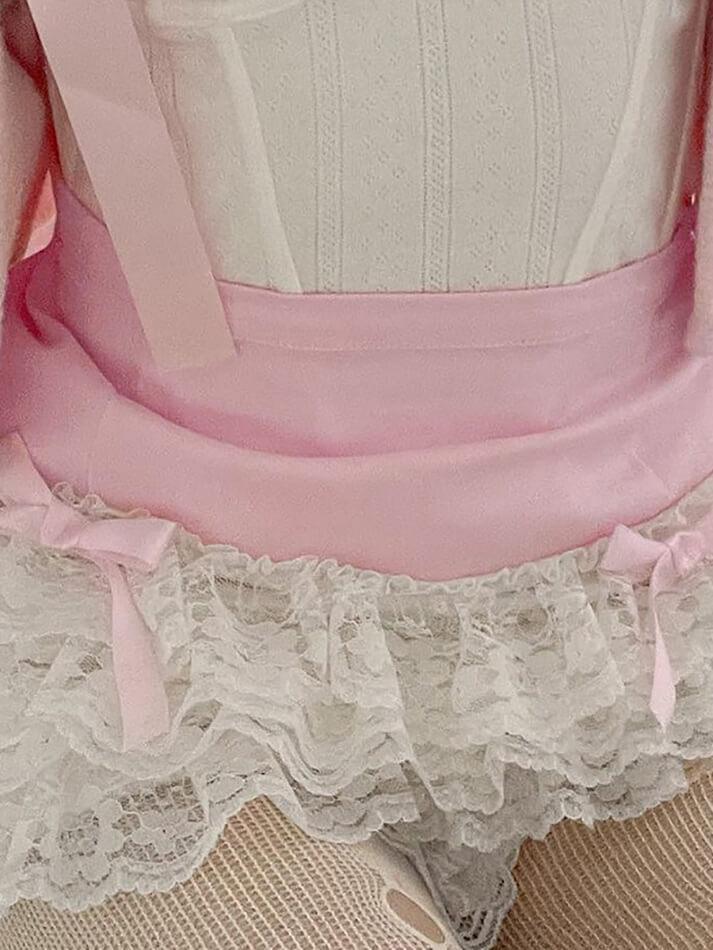Bow Lace Patchwork Color Clash Skirt