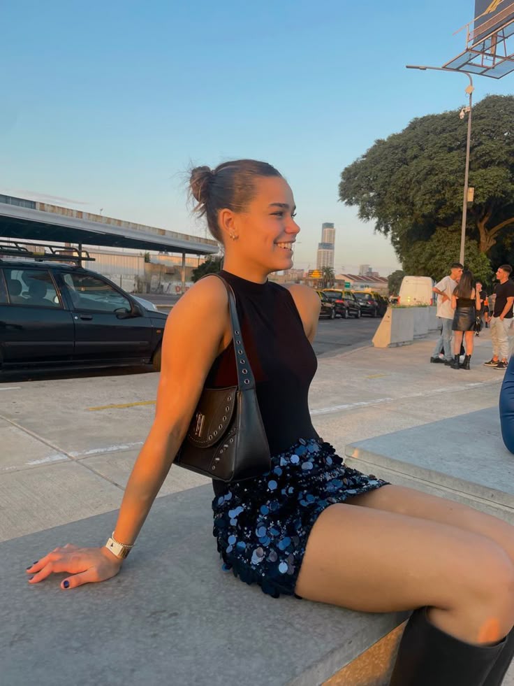 Jenna Sequin Mini Skirt in Black