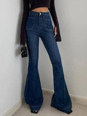Vintage High Rise Elastic Flare Jeans