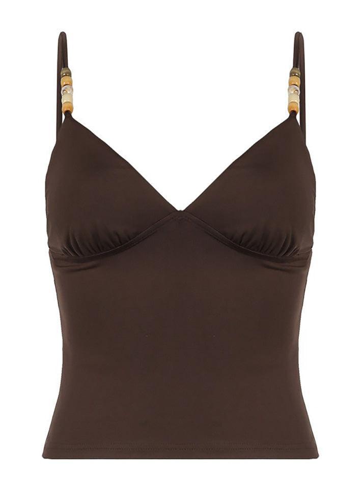 Vintage Beaded V-Neck Cami Tank Top