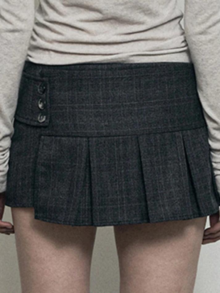 Irregular Hem Slimming Multiple Buttons Mini Skirt