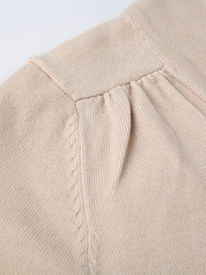 Solid V Neck Ruched Sweater