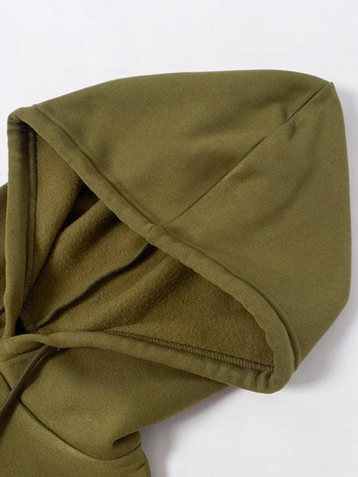 Solid Hooded Cropped Elastic High Rise Two Piece