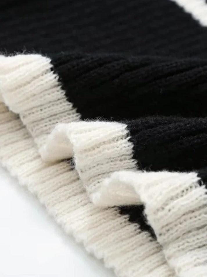 Striped High Neck Loose Sweater