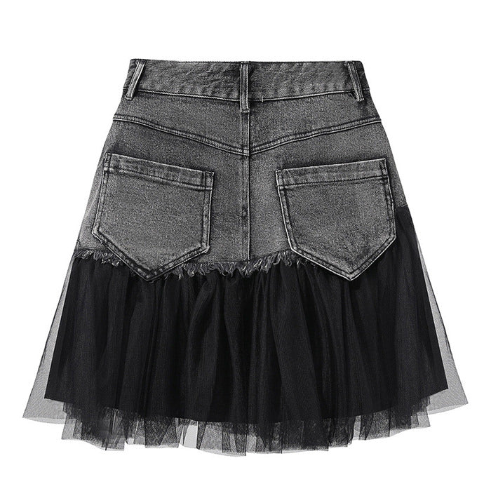 Fairy Grunge Asymmetric Denim Skirt