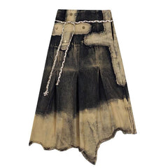 Fairy Grunge Washed Long Denim Skirt