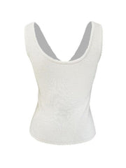 Contrast Color Stitching V Neck Bow Tank Top