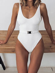 Marshmallow Belted One Piece Swimsuit